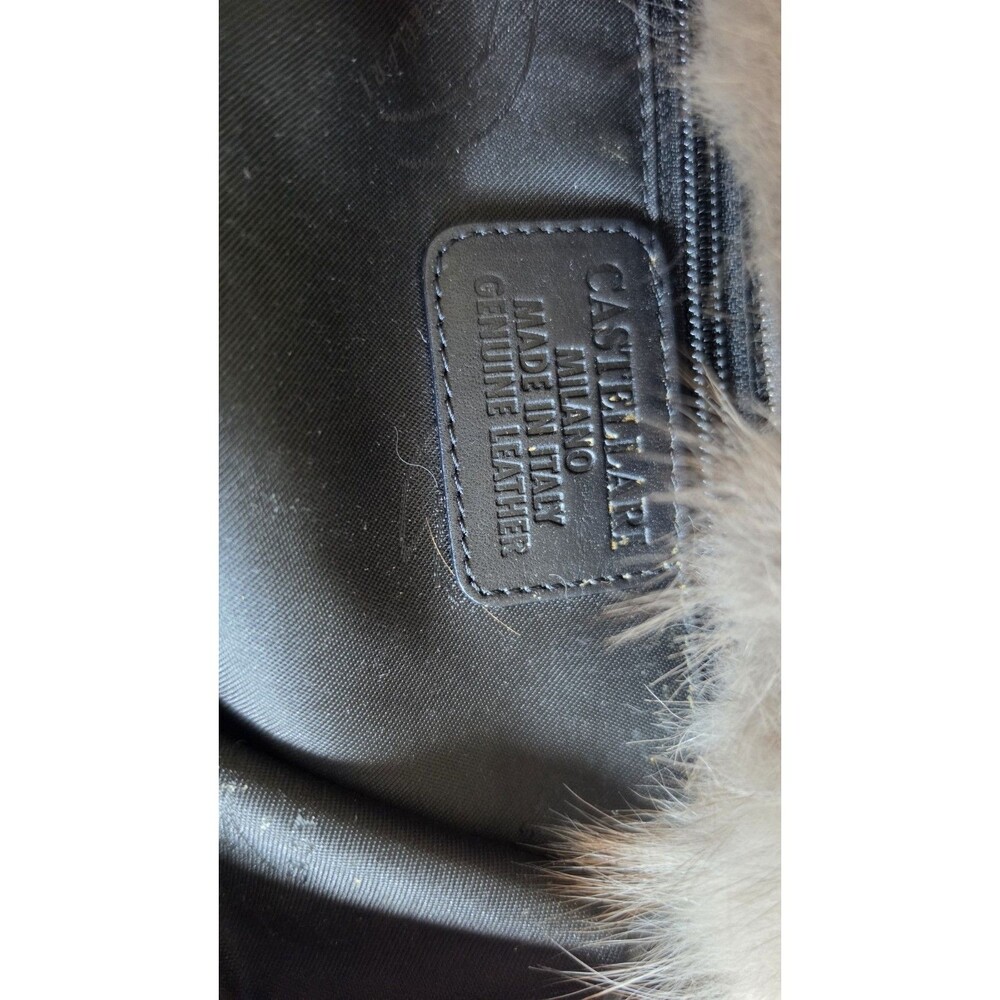 VTG Castellari Milano Italy Genuine Fox Fur Leather Handbag Gray Y2K Luxury - Picture 15 of 16